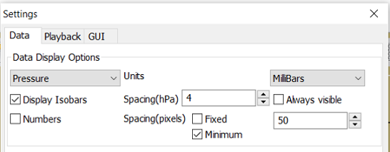 grib settings data pressure