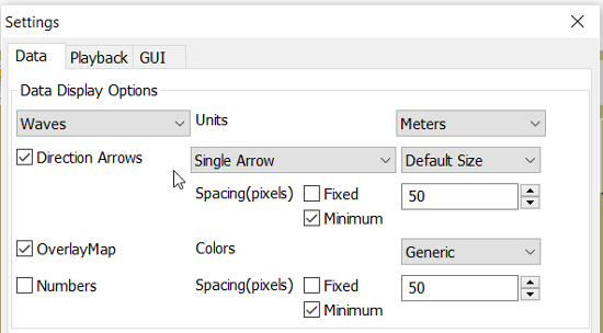 grib settings data waves data