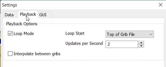 grib settings data waves playback