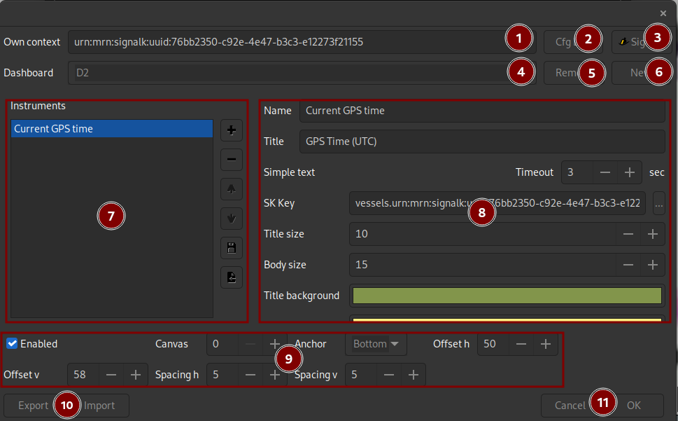 DashboardSK preferences dialog