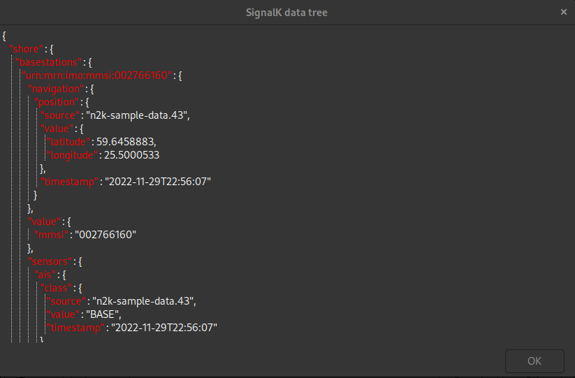 Signal K data tree viewer
