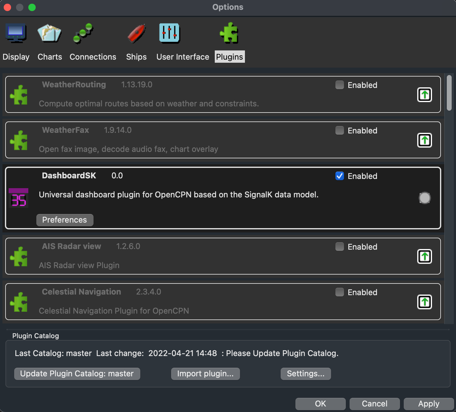 OpenCPN plugin manager